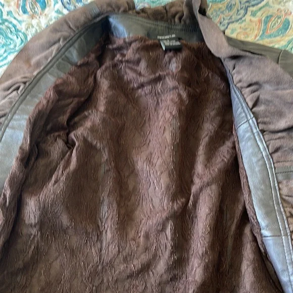 Arden B Brown Ruffled Leather Jacket - Picture 3 of 4